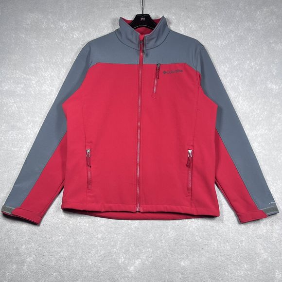 Columbia Jacket Mens Size M Medium Dark Red Omni-Wind Zip Up Jacket Fleece Lined - Picture 1 of 15